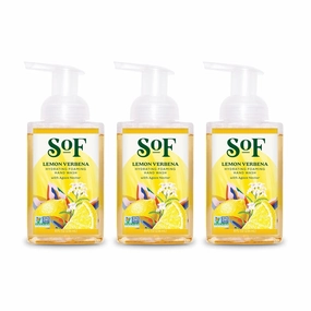 SoF Hydrating Foaming Hand Wash - With Organic Agave Nectar & Coconut Oil- Vegan & Non GMO- Free From Phthalates, Sulfates & Parabens- Lemon Verbena - 8 oz Bottle 3 Pack