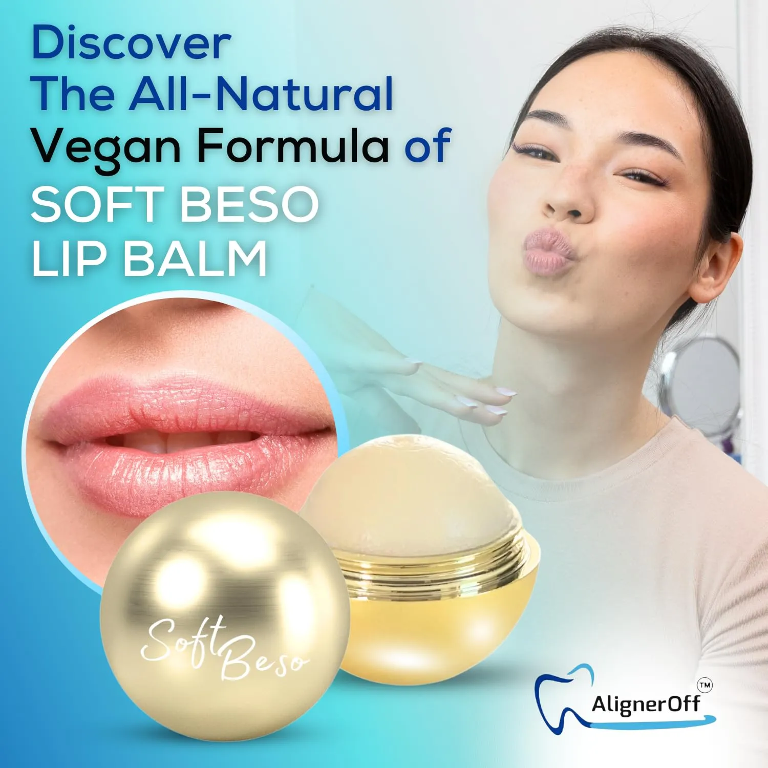 SoftBeso Moisturizing Lip Balm Ball for Beautiful, Soft Lips - Hydrating & Nourishing Vegan Lip Care - Soothes Dry & Chapped Lips - Ideal Present for Men & Women - Bundle of 3