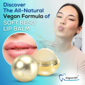 SoftBeso Moisturizing Lip Balm Ball for Beautiful, Soft Lips - Hydrating & Nourishing Vegan Lip Care - Soothes Dry & Chapped Lips - Ideal Present for Men & Women - Bundle of 3