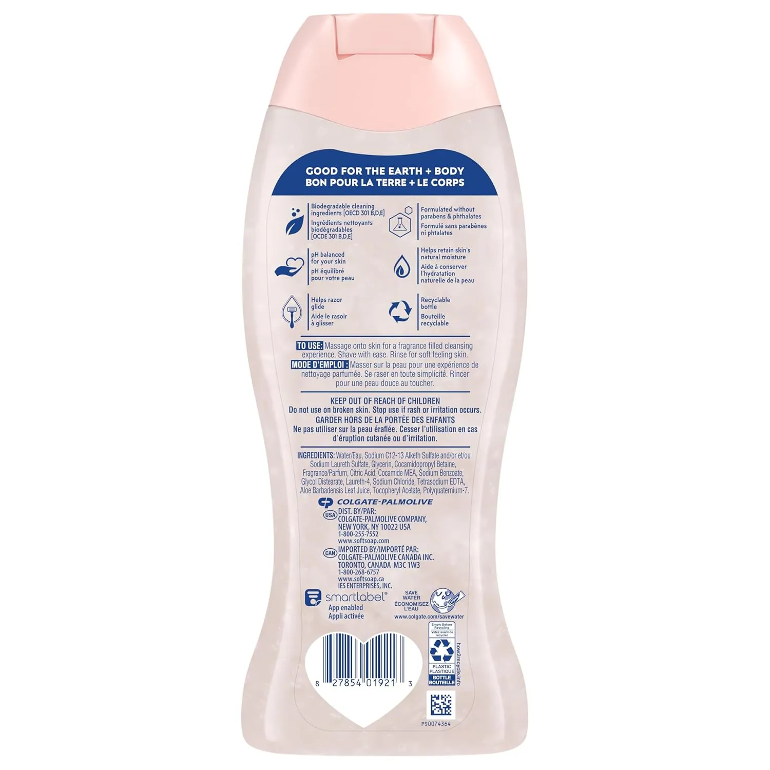 Softsoap Moisturizing Body Wash and Shave Gel, Rich Coconut Scent, 20 fl oz Bottle (Pack of 4)
