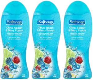 Softsoap Moisturizing Body Wash - Citrus Splash & Berry Fusion - Net Wt. 18 FL OZ (532 mL) Per Bottle - Pack of 3 Bottles