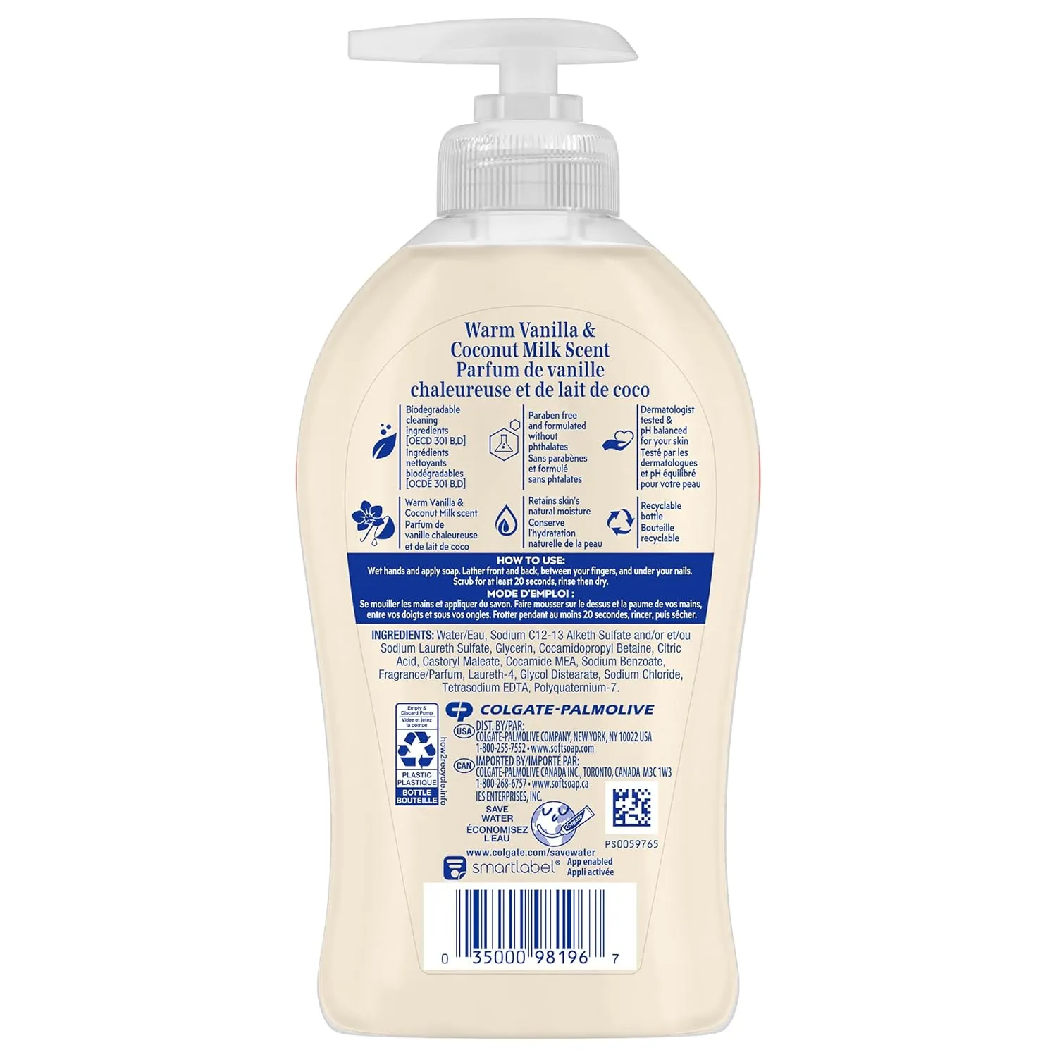 Softsoap Warm Vanilla & Coconut Milk Scent Liquid Hand Soap, Moisturizing Liquid Hand Soap, 11.25 Ounce, 6 Pack