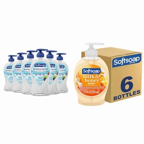 Softsoap Antibacterial Liquid Hand Soap, White Tea & Berry Scent Hand Soap, 11.25 Ounce, 6 Pack & Moisturizing Liquid Hand Soap, Milk and Honey, 7.5 Fluid Ounce, Pack of 6 (Package may vary)