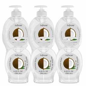 SoftSoap Liquid Hand Soap with Pump, Limited Edition Summer Scents, 6.25 Fl Oz, 6 Pack (Coconut)