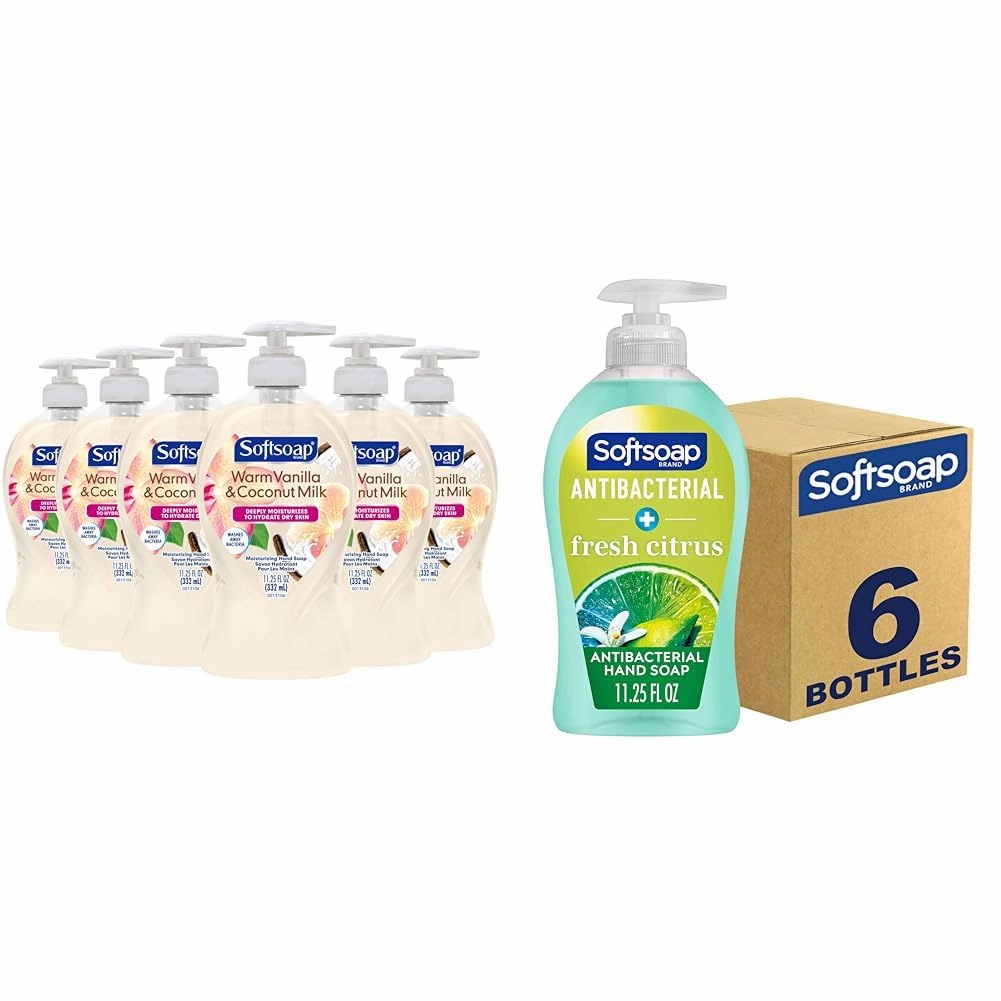 Softsoap Warm Vanilla & Coconut Milk and Antibacterial Citrus Liquid Hand Soap, 11.25 Ounce, 6 Pack Bundle