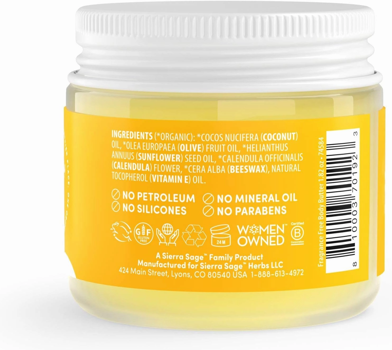 Southern Butter Natural Intimate Body Butter, Fragrance Free, 1.82-Ounce Jar