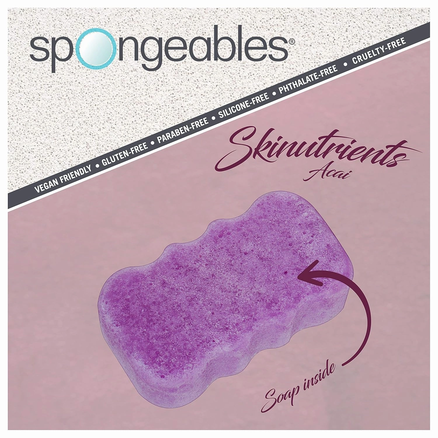 Spongeables Body Wash in a 20  Wash Sponge, Acai Berry, 3 Count