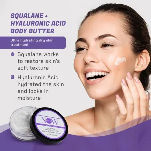 Squalane Body Butter - Squalane and Hyaluronic Acid Body Lotion with Hydrating Coconut Oil and Shea Butter - Luxurious, Moisturizing, Non-Greasy Cream for Dry Skin - 6 oz (Pack of 2)