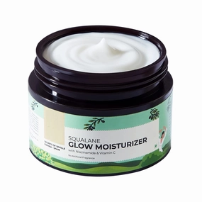 Squalane (Plant) Glow Moisturizer for face with Niacinamide & Vitamin C | Moisturizer for dry skin hydration with vitamin c for glowing skin| Non-greasy -50 gm 1.76 Floz