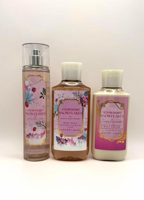 Strawberry Snowflakes Bath Body Trio Gift Set, Fine Fragrance Mist 8 fl oz, Body Wash 10 fl oz, Body Lotion 8 fl oz