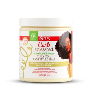 Style and Maintenance Shea Butter and Honey Curly Coil Creme for Moisturizing and Curl Definition, Less Shrinkage (19.2 oz)