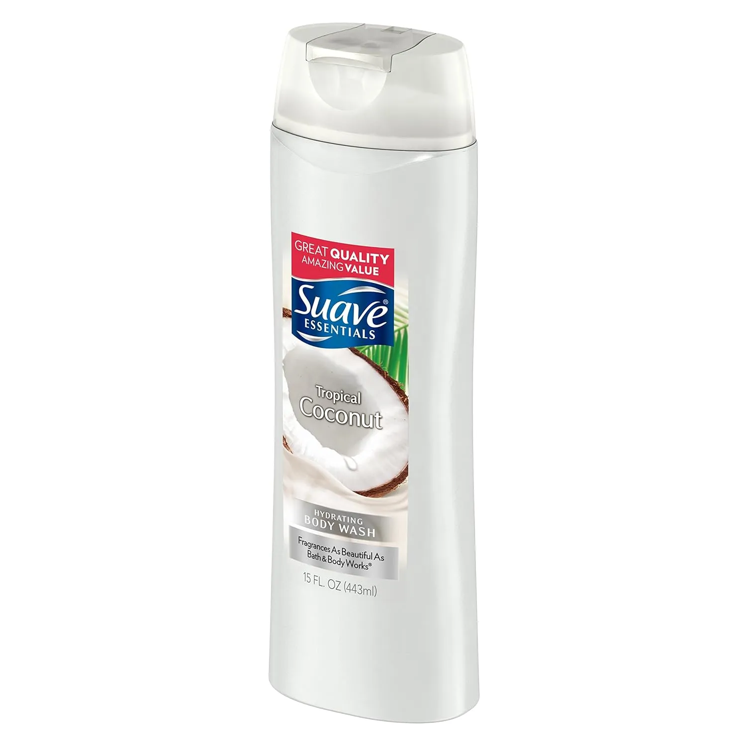 Suave Essentials Body Wash, Creamy Tropical Coconut, 15 Fl Oz (Pack of 1)