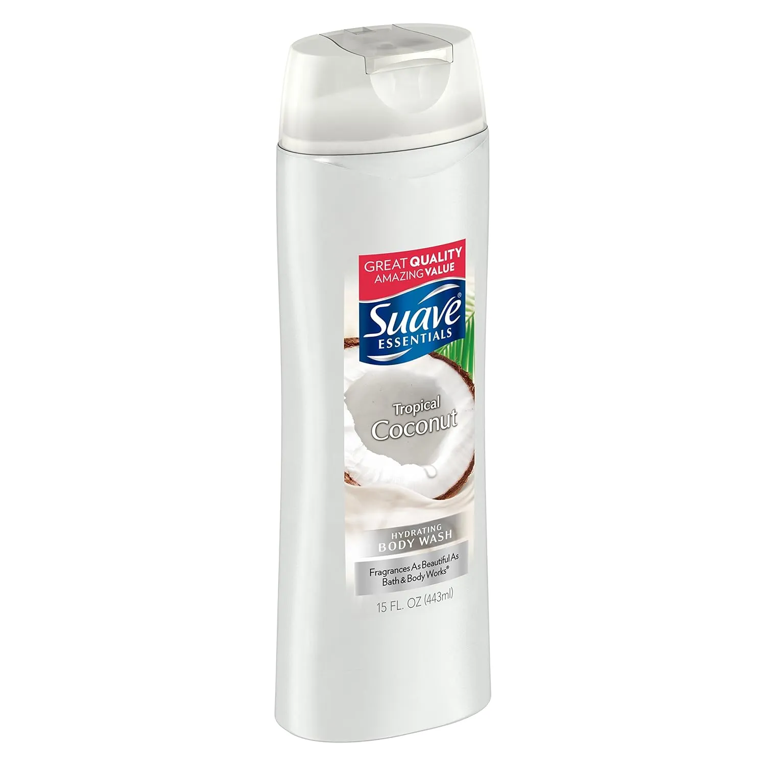 Suave Essentials Body Wash, Creamy Tropical Coconut, 15 Fl Oz (Pack of 1)