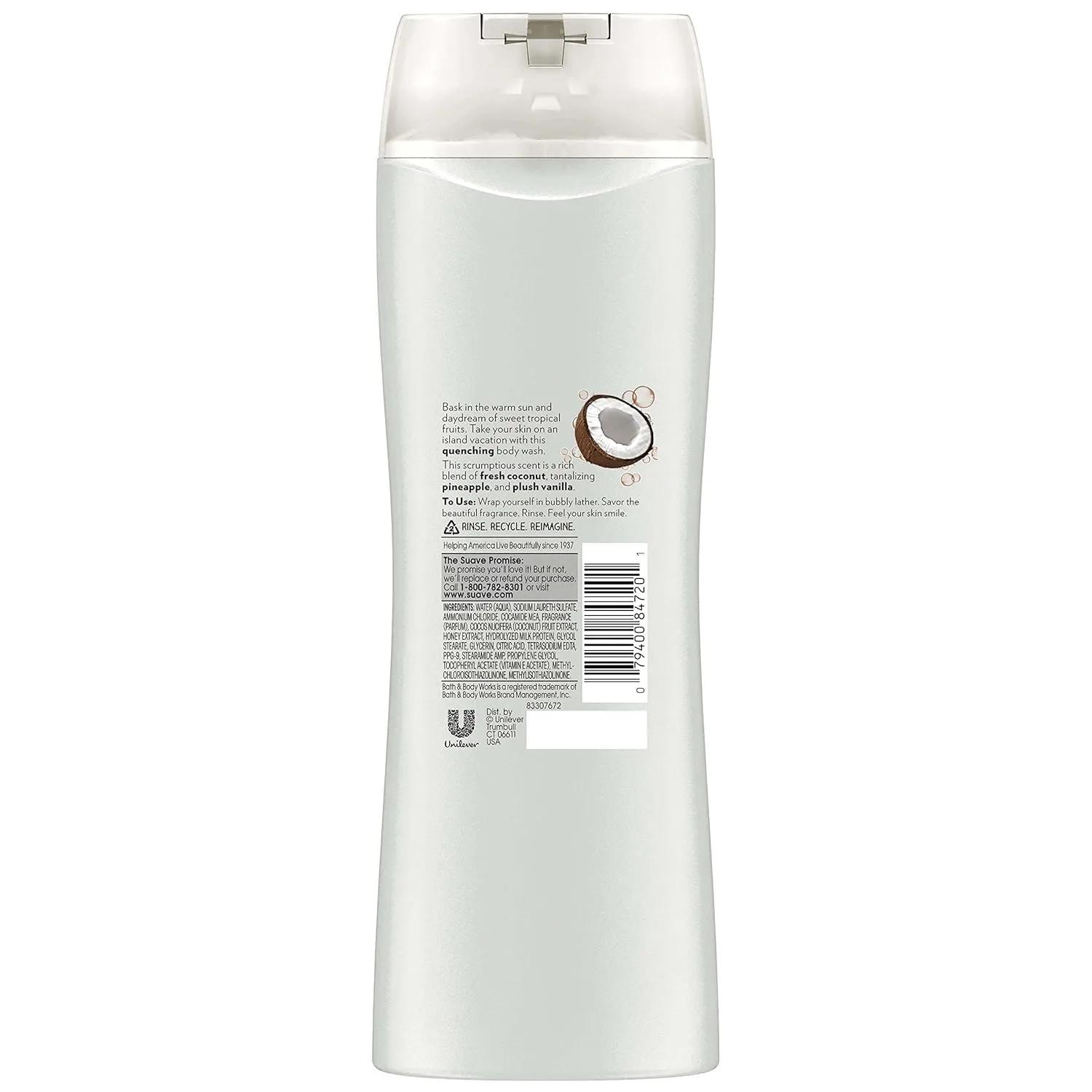 Suave Essentials Body Wash, Creamy Tropical Coconut, 15 Fl Oz (Pack of 1)