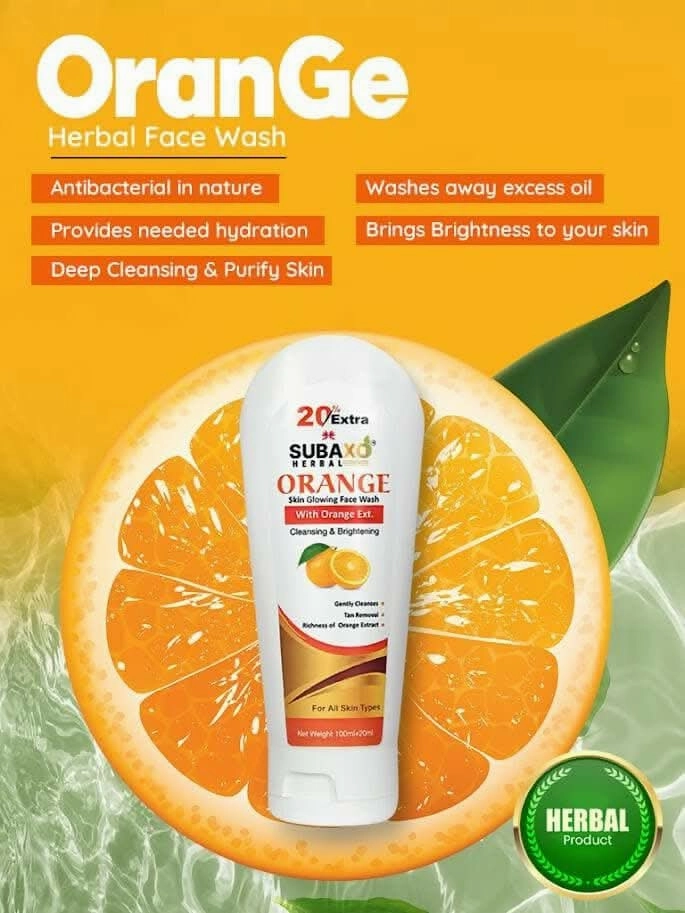 Subaxo Charcoal Bath Soap (75 g Each, Pack Of 2) & Orange Herbal Face Wash (120ml,Combo)