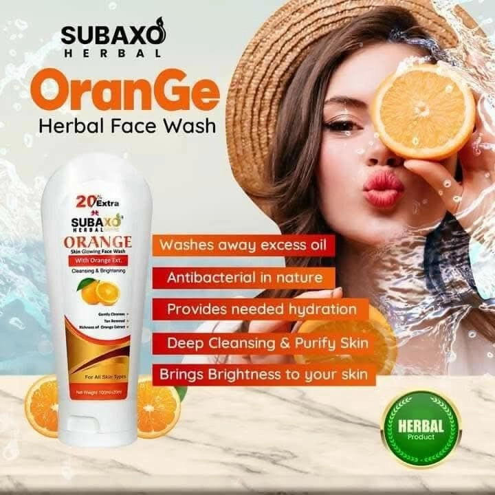 Subaxo Charcoal Bath Soap (75 g Each, Pack Of 2) & Orange Herbal Face Wash (120ml,Combo)