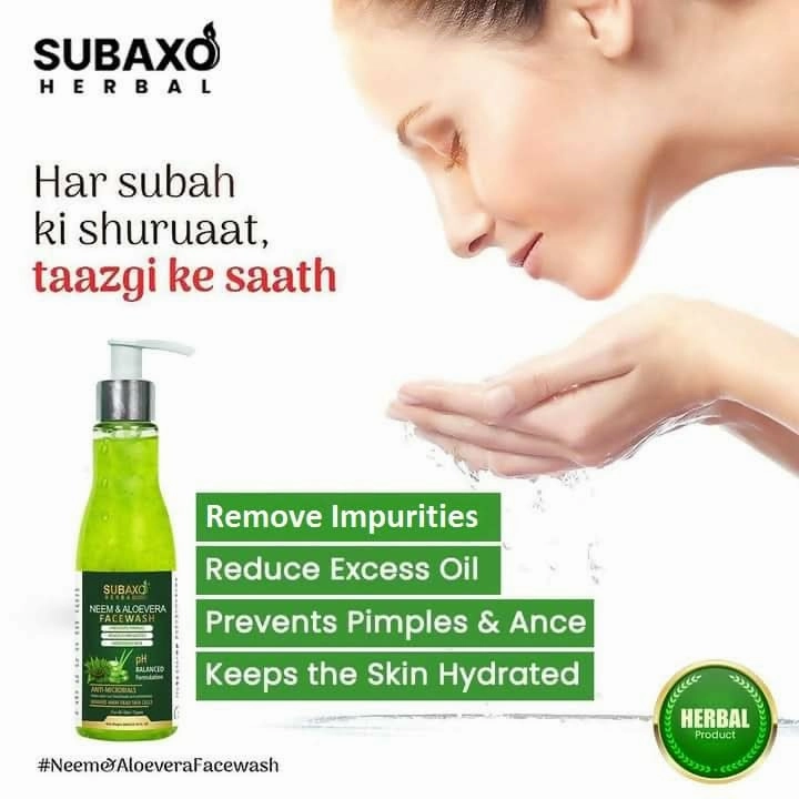 SUBAXO Neem & Aloe Face Wash (200 ml)   Activated Charcoal Face Wash Combo (200 ml)