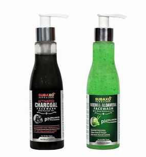 SUBAXO Neem & Aloe Face Wash (200 ml)   Activated Charcoal Face Wash Combo (200 ml)