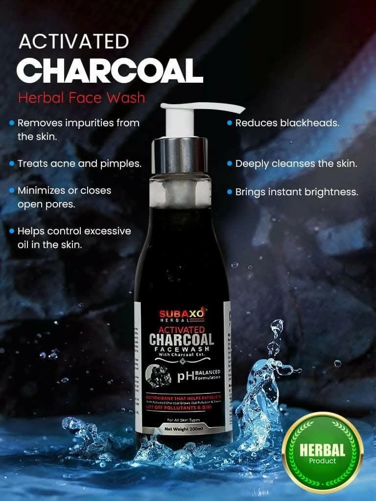 SUBAXO Neem & Aloe Face Wash (200 ml)   Activated Charcoal Face Wash Combo (200 ml)