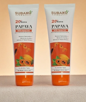 SUBAXO Papaya Herbal Face Wash| Remove Pigmentation & Moisturizes (120ml x 2, Pack of 2)