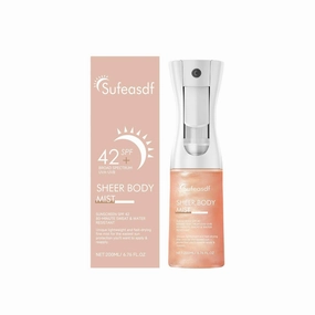 Sunglaze Sheer Body Mist Sunscreen SPF 42, Hydrating Mist,Infused with Shimmering Body Oil, Fast-Absorbing, Gives Skin a Glowy Finish (Pack of 1)