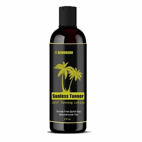 Sunless Tanner 8oz - Self Tanning Lotion for Face & Body, Natural & Organic, Streak-Free & Long-Lasting Glow, Instant Tanning Lotion with Coconut Oil Argan Oil Aloe Vera