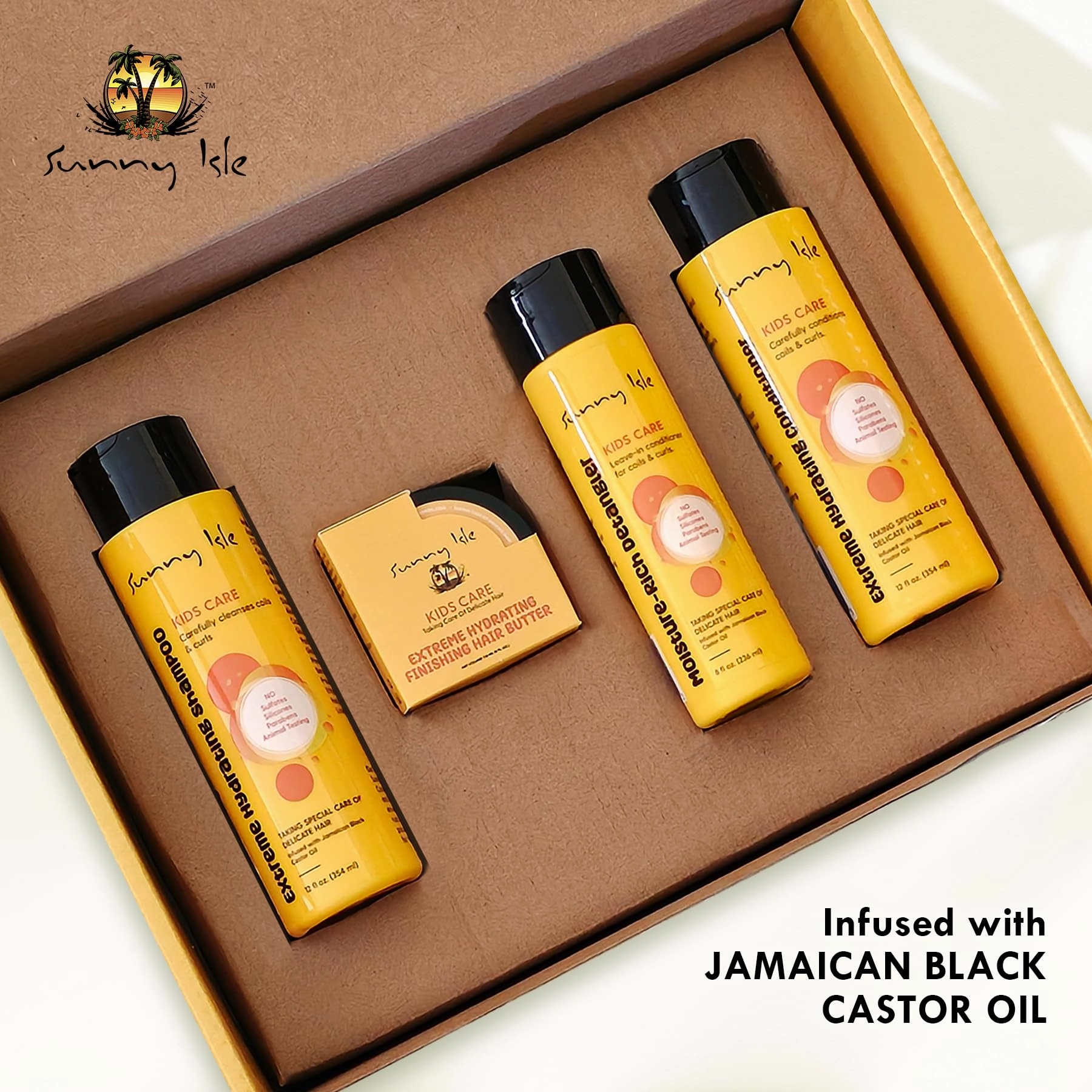 Sunny Isle Kids Care Hair Care Set 4-Piece Boxed Bundle Gift Set