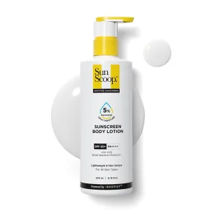 'Sun...Scoop, 5% Niacinamide Daily Moisture Sunscreen Body Lotion SPF 50  PA     | 24-Hours Moisturization | Prevents Tan & Sunburn| For All Skin Types | Body Sunscreen for Summer | 200 ml