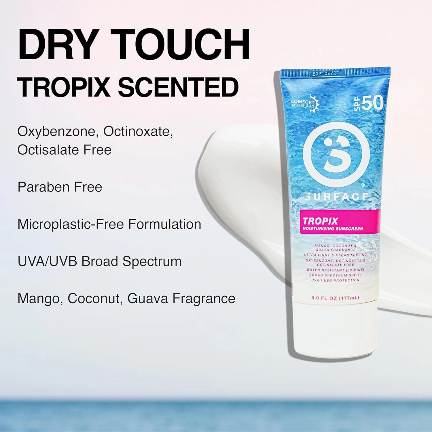 Surface TROPIX Sheer Touch Sunscreen Lotion-Oxybenzone, Octinoxate & Octisalate FREE - Hawaii 104 Reef Act Compliant – Water Resistant UVA/UVB Protection - 6oz - SPF 50-2 Count