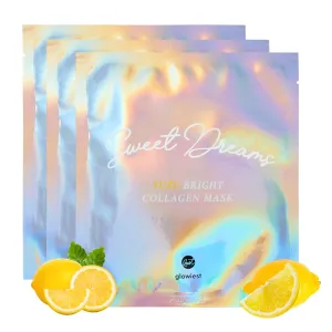 Sweet Dreams Yuzu Bright Collagen Mask Set of 3, Hydrating Face Collagen Jelly Mask, 78% Collagen, Niacinamide, Vitamin C, Peptides, Korean Skincare