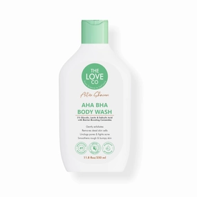 T.h.e. L.o.v.e. Co. AHA BHA Body Wash | 5% Glycolic, Lactic & Salicylic Acid | Gently Exfoliates, Fights Acne & Unclogs Pores | With Barrier-Boosting Ceramides | Sulphate-Free | Unisex | 350ml