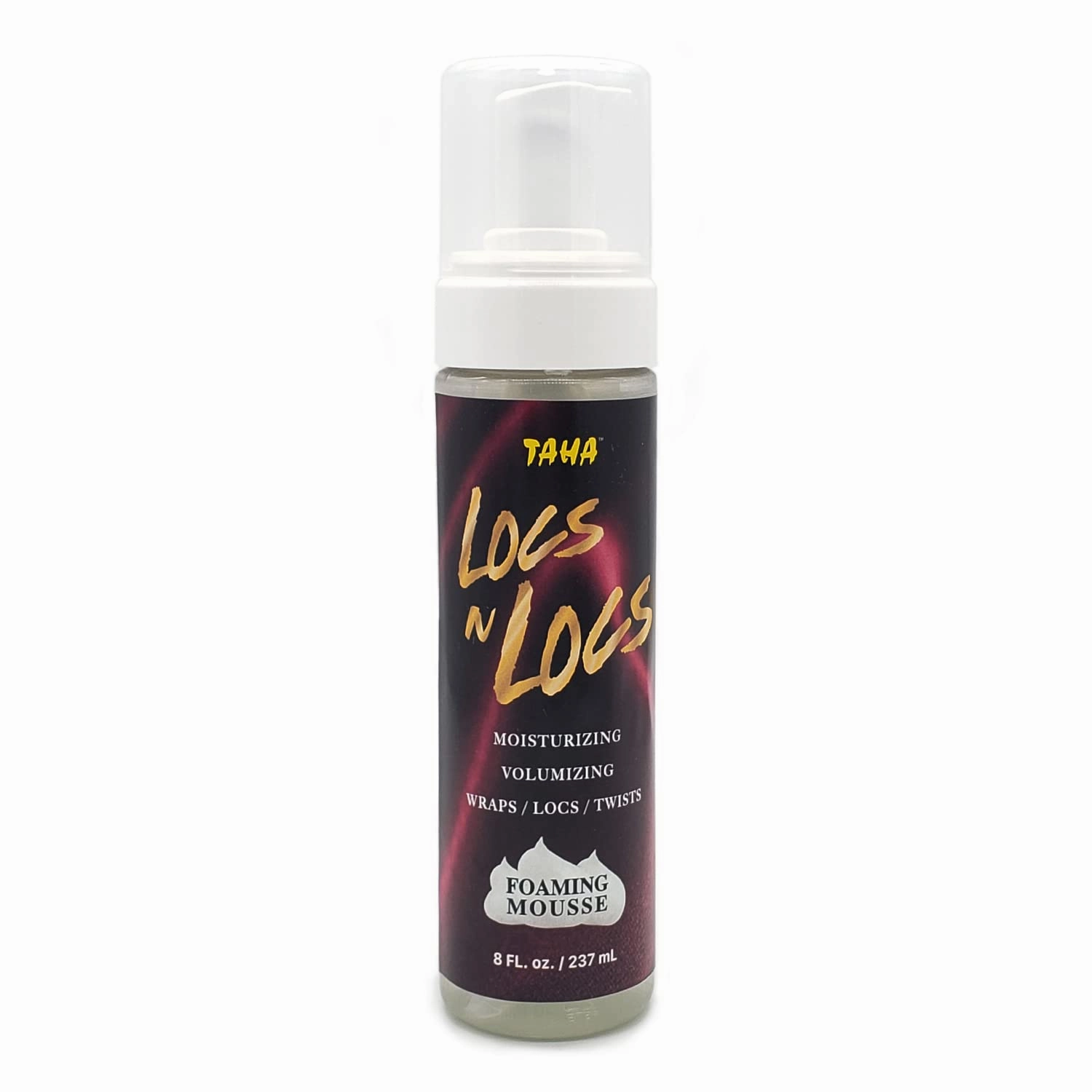 Taha Locs & Locs Foaming Mousse, Moisturizing & Volumizing, Wraps, Natural Blend of shea and coconut oil - Great for all wraps, locs, and twists, 8 Oz (Pack of 1)