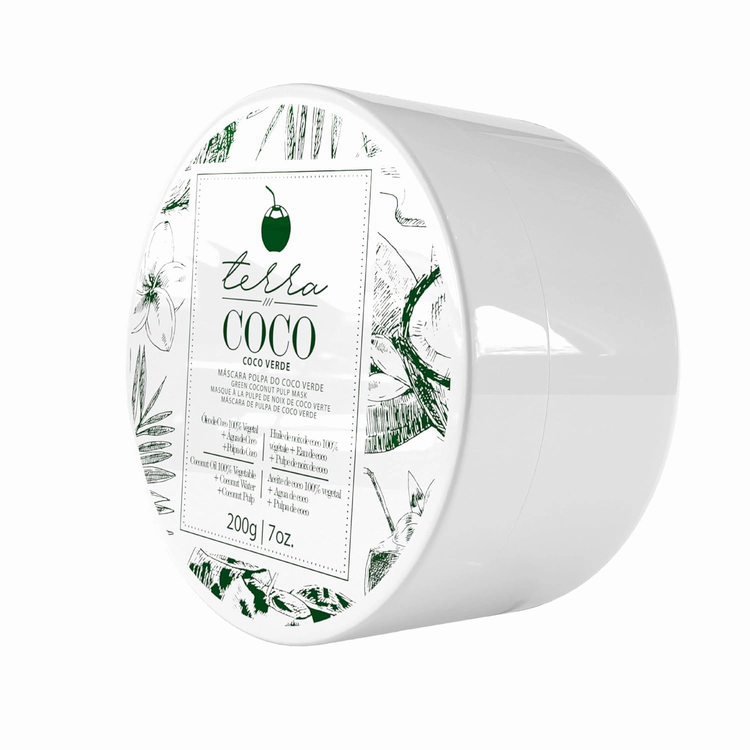 Terra Coco Verde Mask | Vegan | Moisturizes and Nourishes | Ideal for Extremely Dry and Worn Hair Damaged by Sun or Chemicals| Removes Dead Cells | Acts as a Sunscreen | 7.0 oz