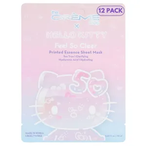 The Crème Shop x Hello Kitty Feel So Clear Printed Essence Sheet Mask, Clarifying and Hydrating Face Mask with Tea Tree and Hyaluronic Acid - 50th Year Anniversary Limited Edition - (Pack of 12)