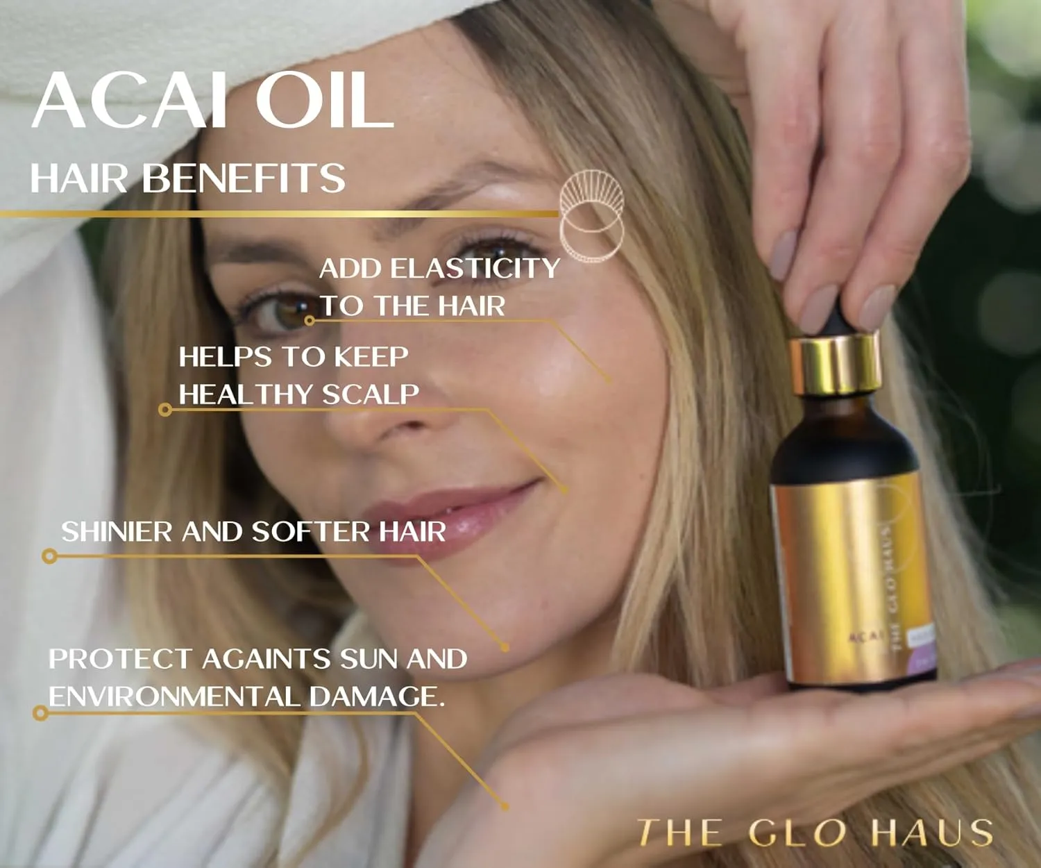 The Glo Haus Acai Berry Oil. 100% Pure Cold Pressed Carrier For Skin & Hair. Natural Antioxidant Suitable for All Skin Types. 4 Oz