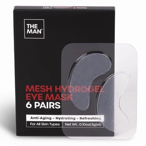 The Man Mesh Hydrogel Under Eye Patches for Men - Cooling, Hydrating & Firming Eye Masks for Dark Circles & Puffiness - Men's Anti-Aging Patches with Hyaluronic Acid, Collagen & Vitamin E. (6 Pairs)
