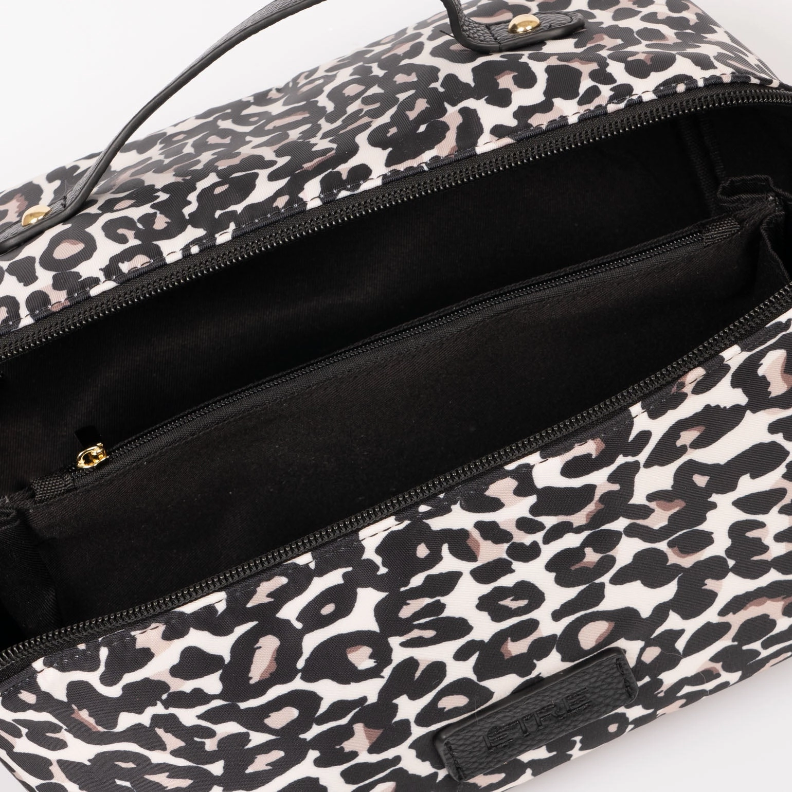 Thea Vanity Case - Cream Leopard Print, Nylon/PU
