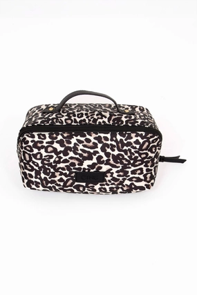 Thea Vanity Case - Cream Leopard Print, Nylon/PU