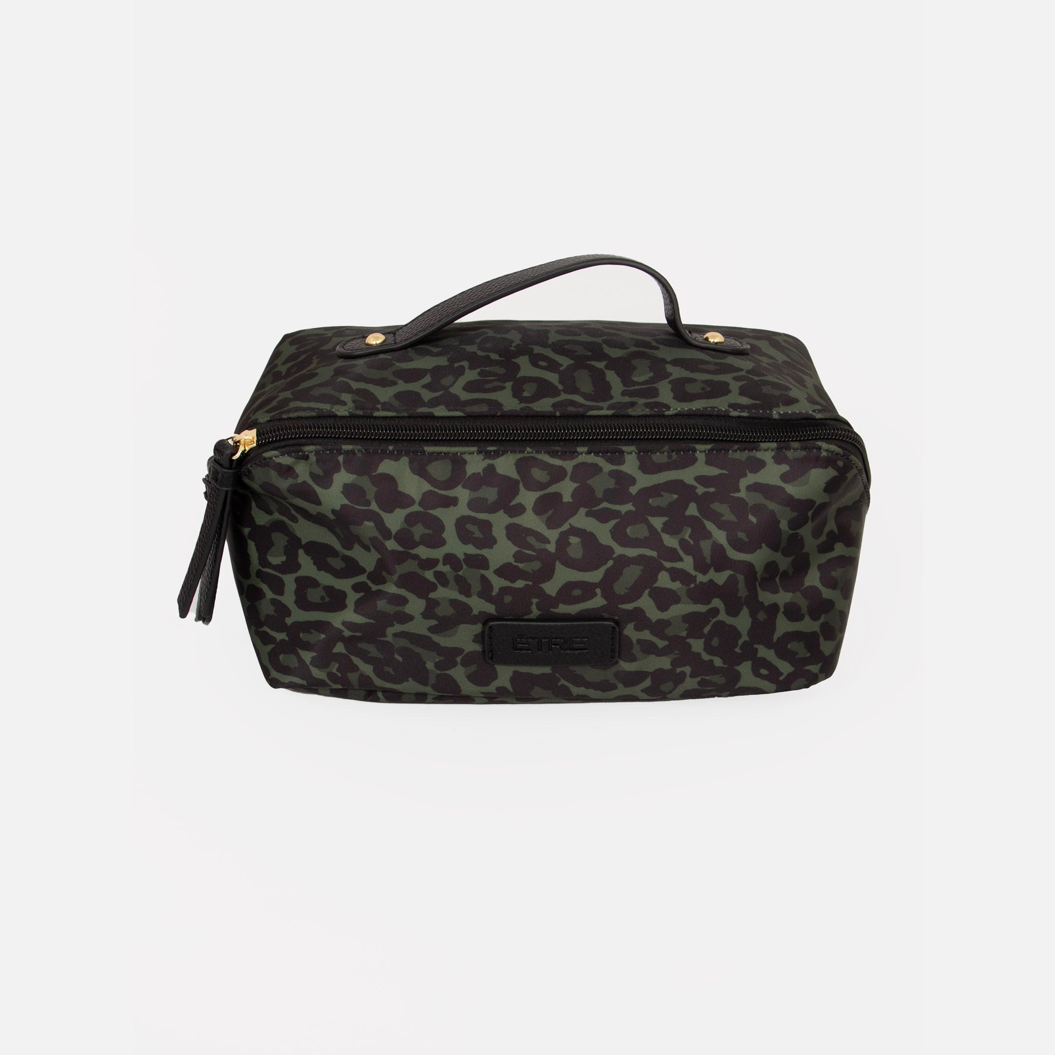 Thea Vanity Case - Khaki Leopard Print, Nylon/PU