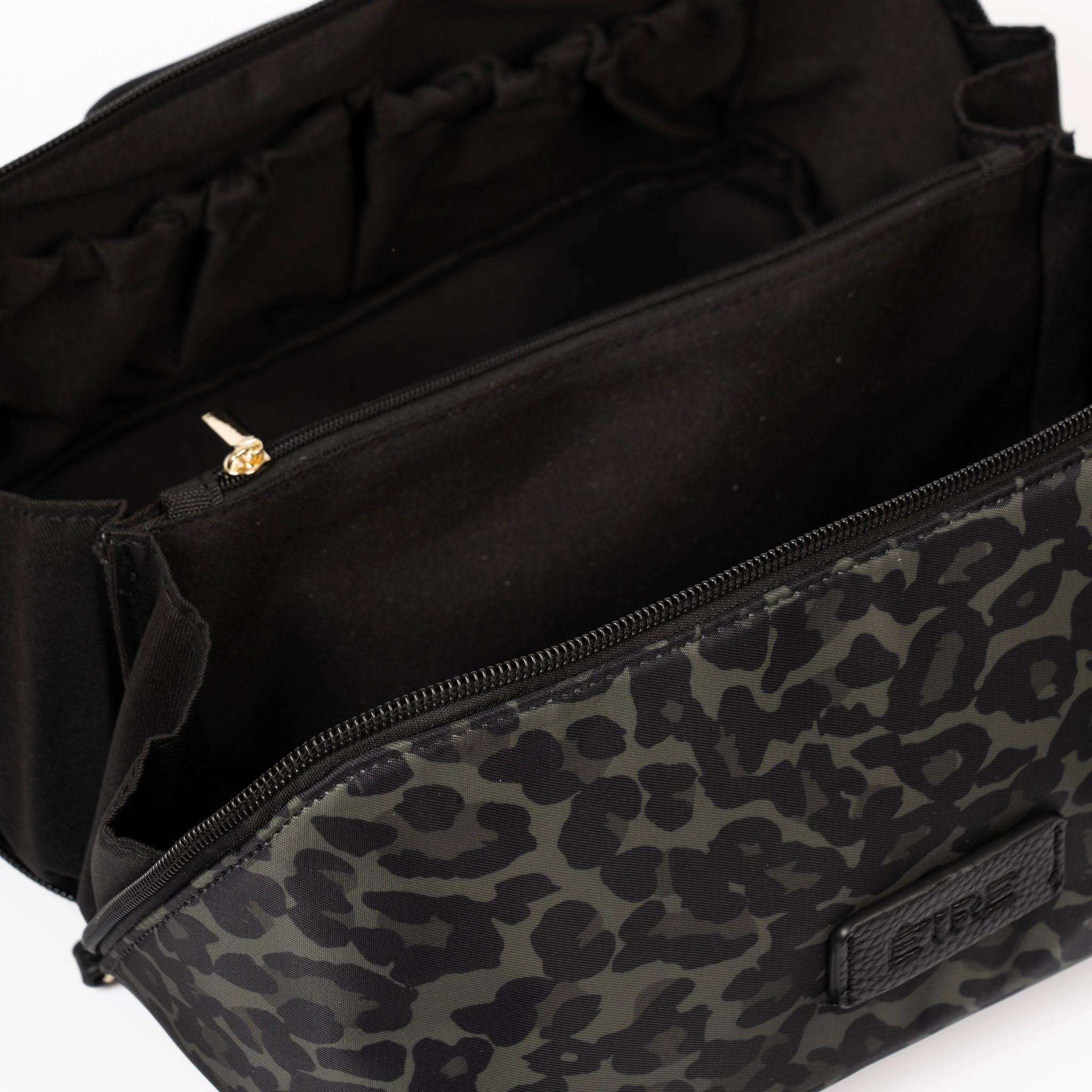 Thea Vanity Case - Khaki Leopard Print, Nylon/PU