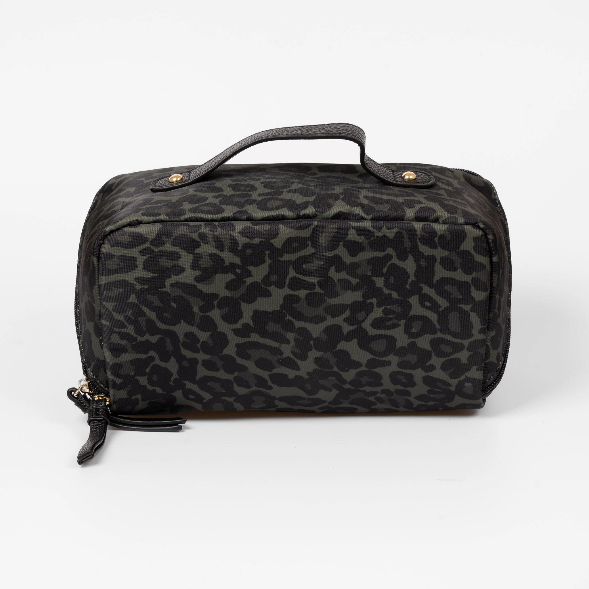 Thea Vanity Case - Khaki Leopard Print, Nylon/PU