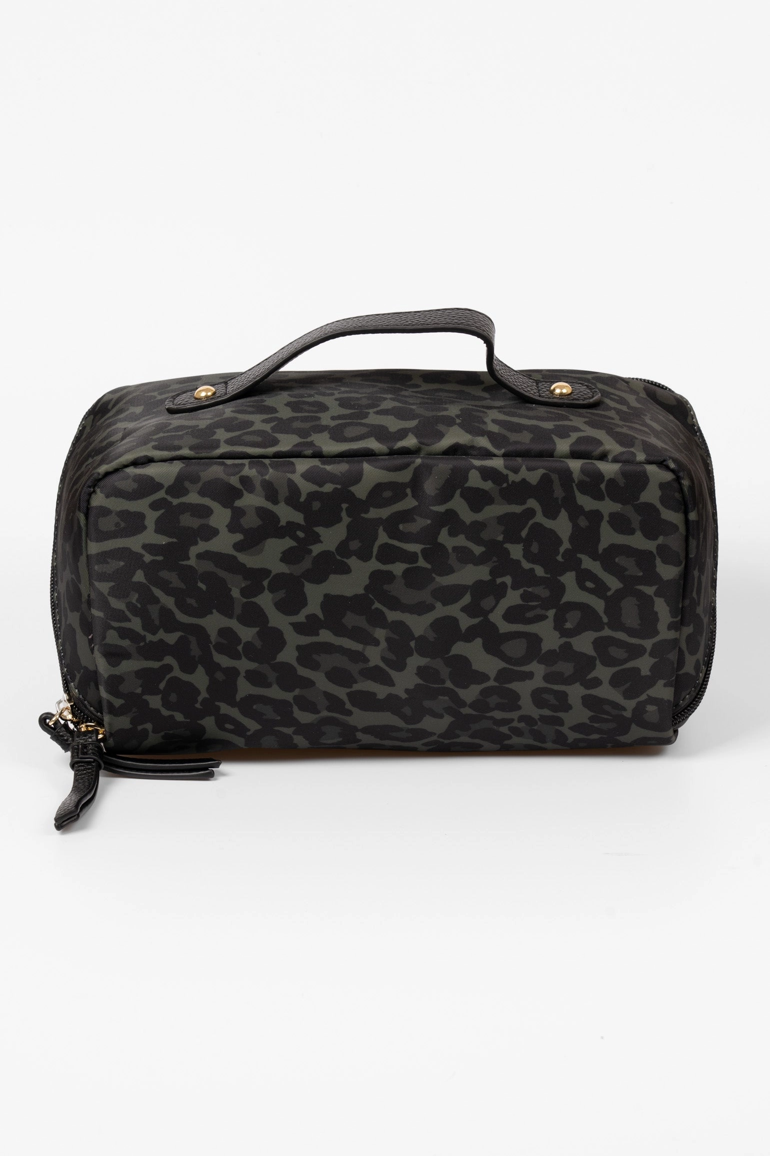Thea Vanity Case - Khaki Leopard Print, Nylon/PU