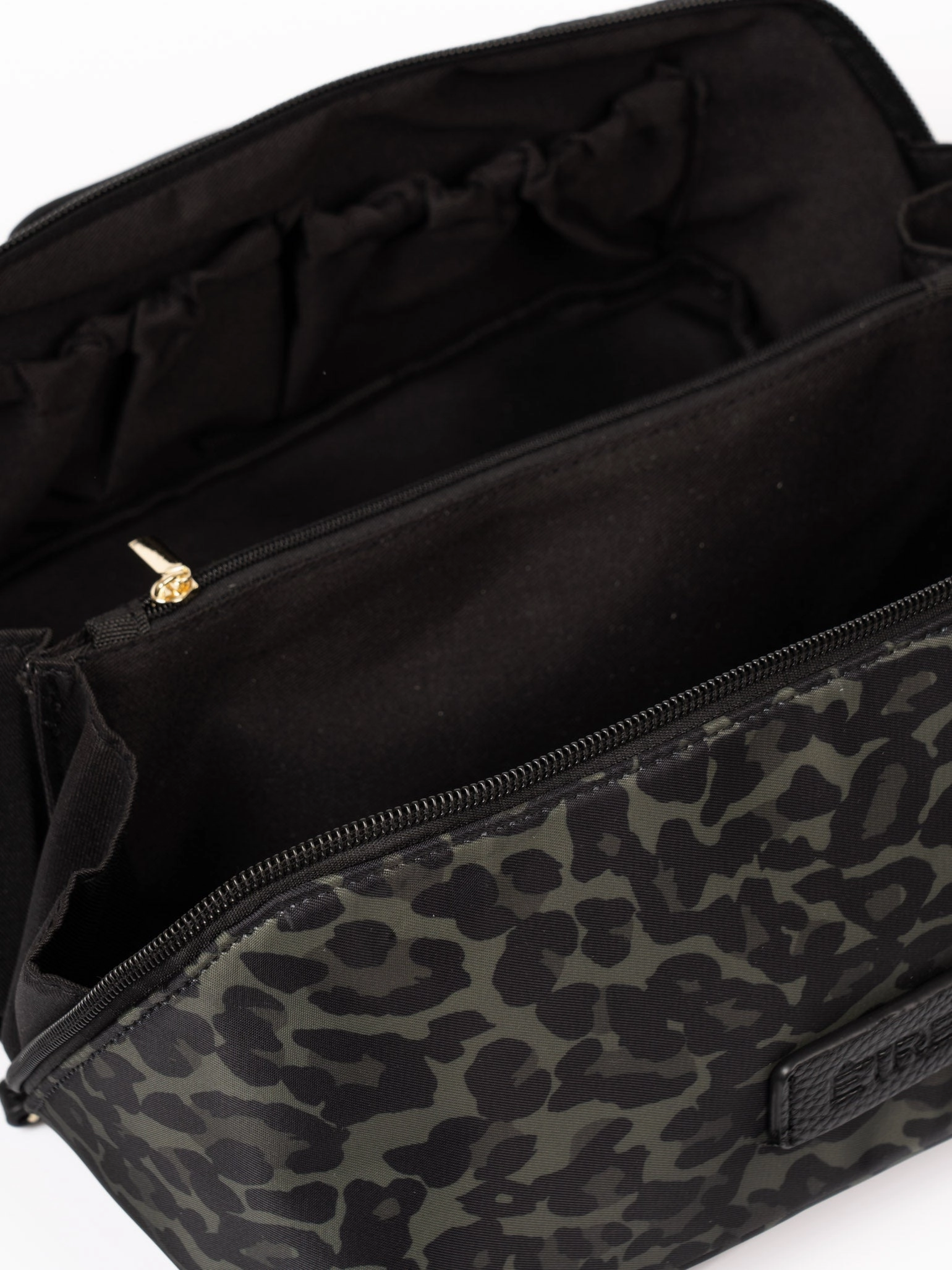 Thea Vanity Case - Khaki Leopard Print, Nylon/PU