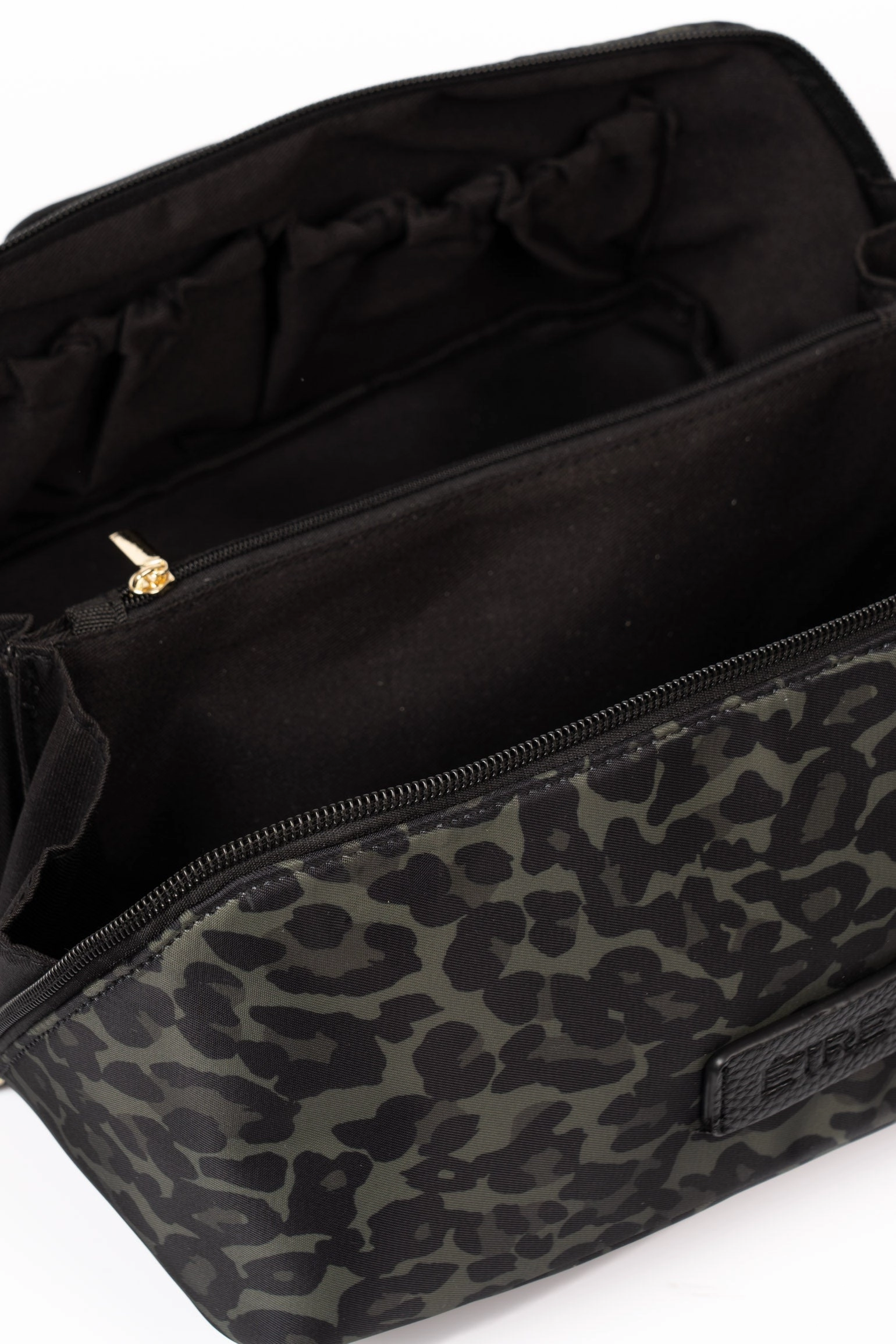 Thea Vanity Case - Khaki Leopard Print, Nylon/PU