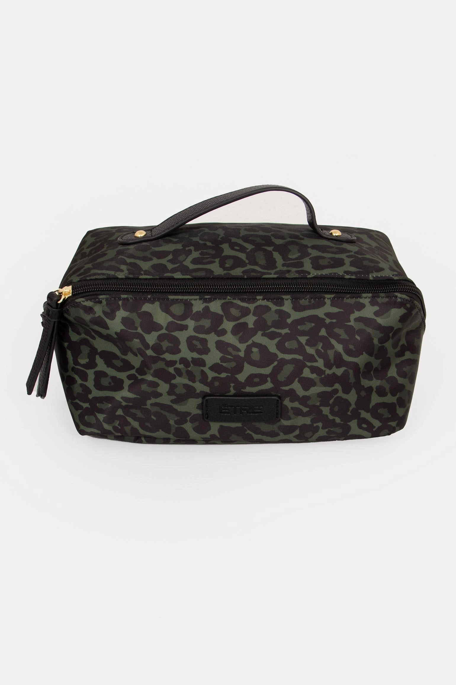Thea Vanity Case - Khaki Leopard Print, Nylon/PU