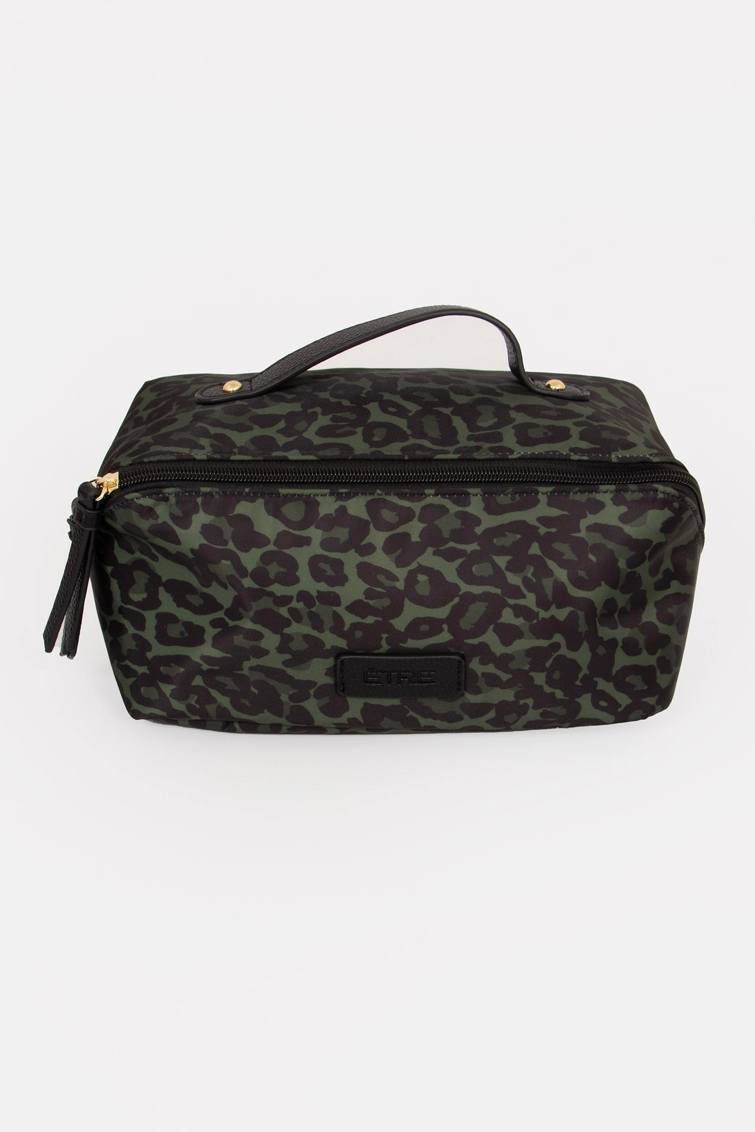 Thea Vanity Case - Khaki Leopard Print, Nylon/PU
