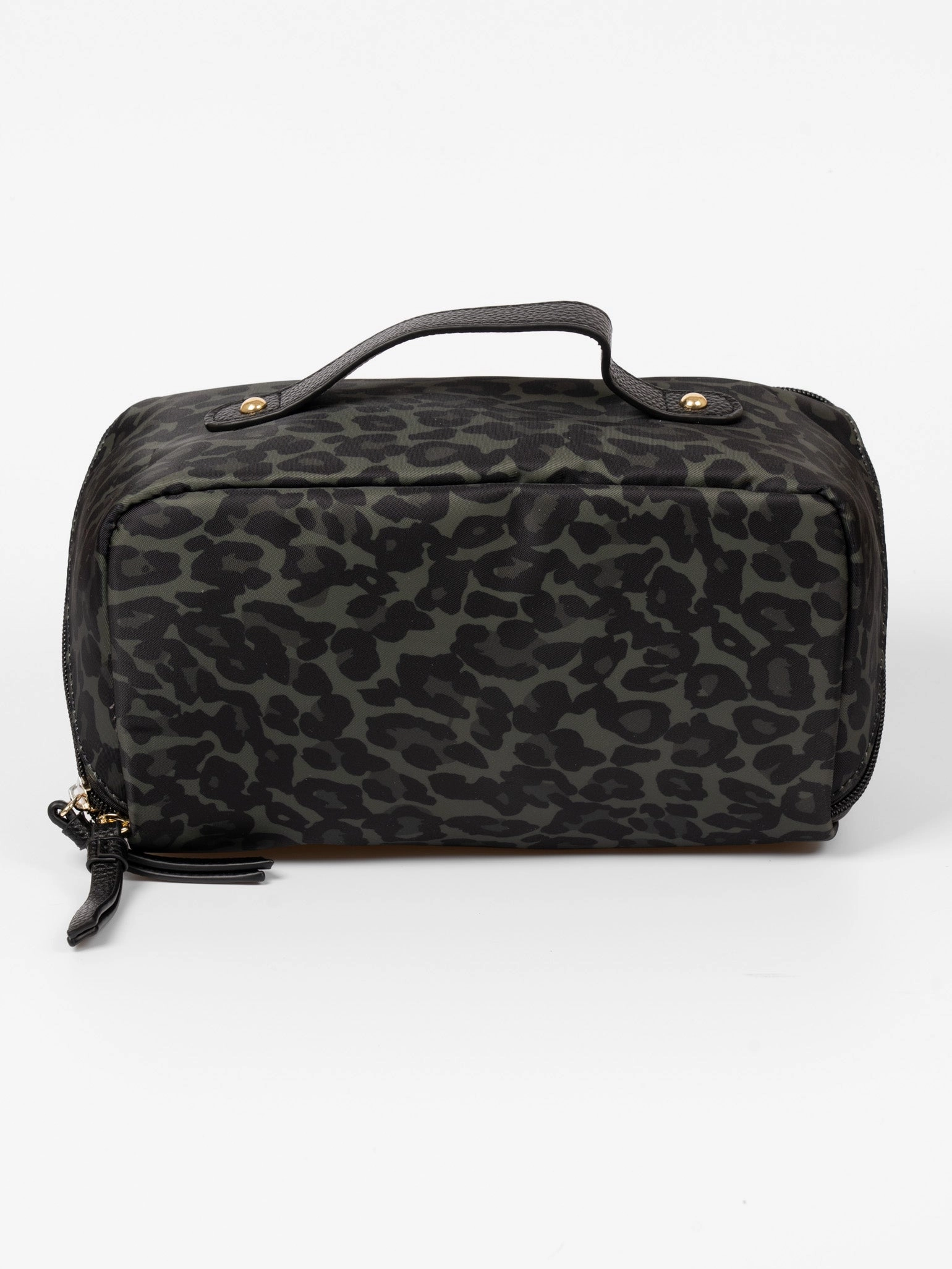 Thea Vanity Case - Khaki Leopard Print, Nylon/PU