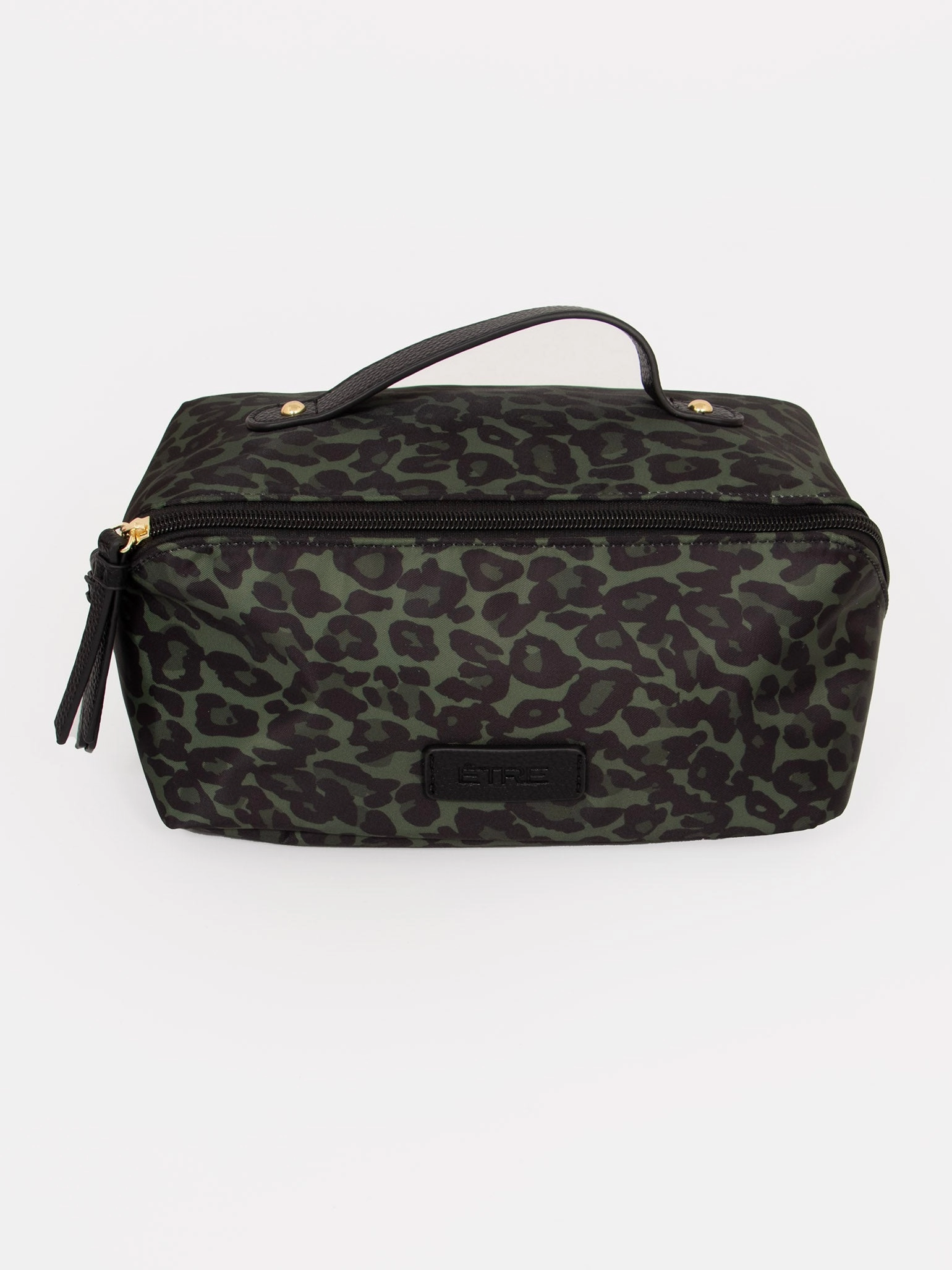 Thea Vanity Case - Khaki Leopard Print, Nylon/PU