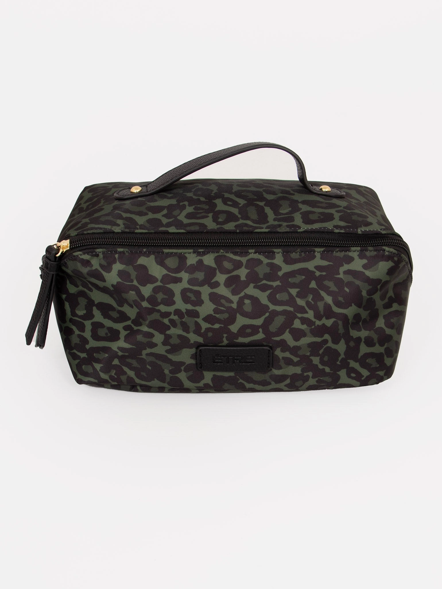 Thea Vanity Case - Khaki Leopard Print, Nylon/PU