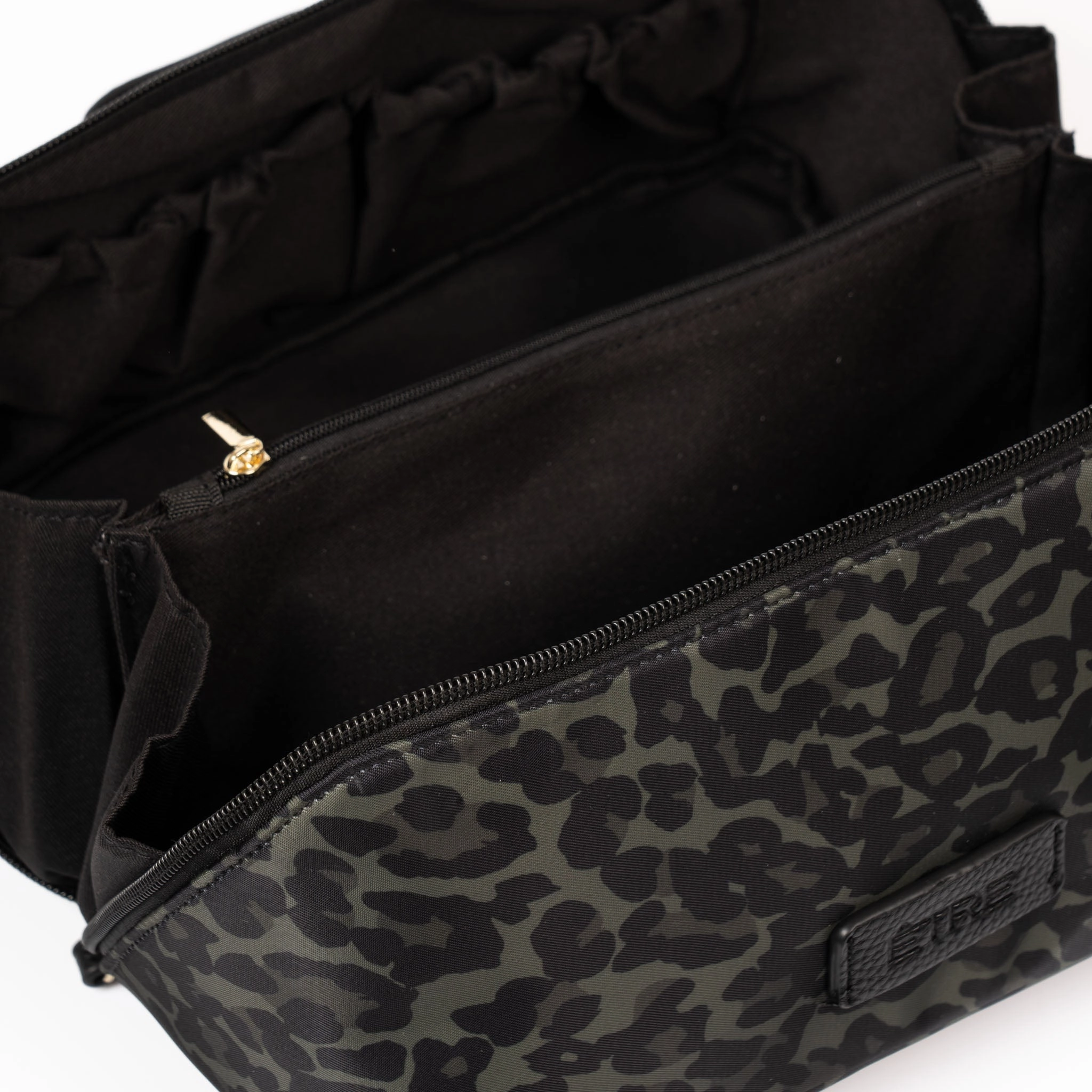 Thea Vanity Case - Khaki Leopard Print, Nylon/PU